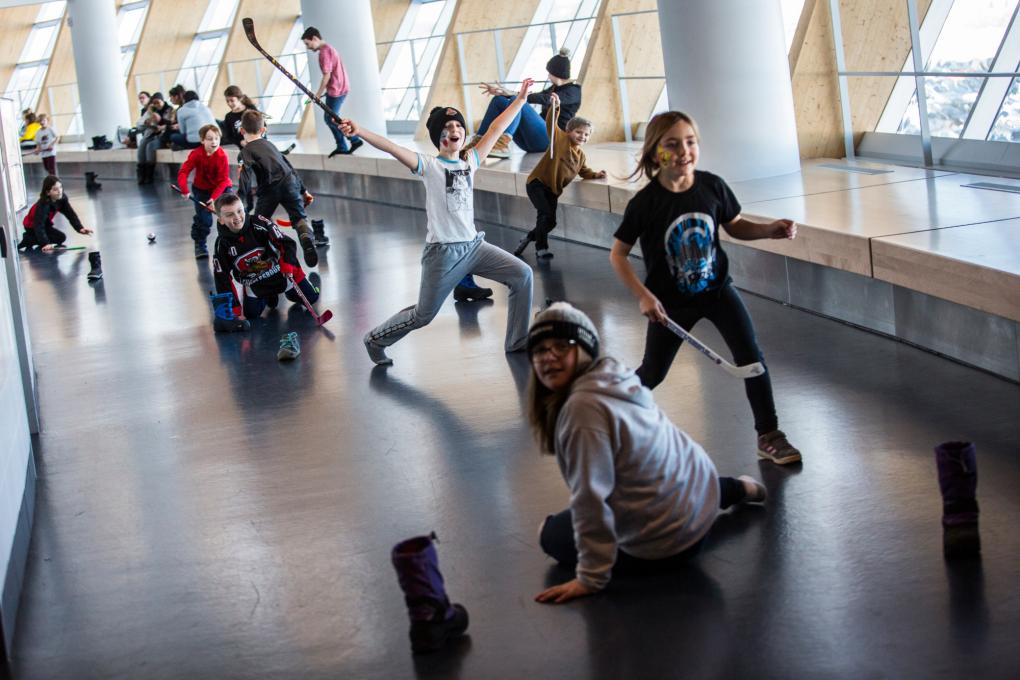 Jeunes qui jouent au mini-hockey