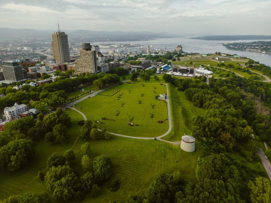 Vue aérienne des plaines d'Abraham