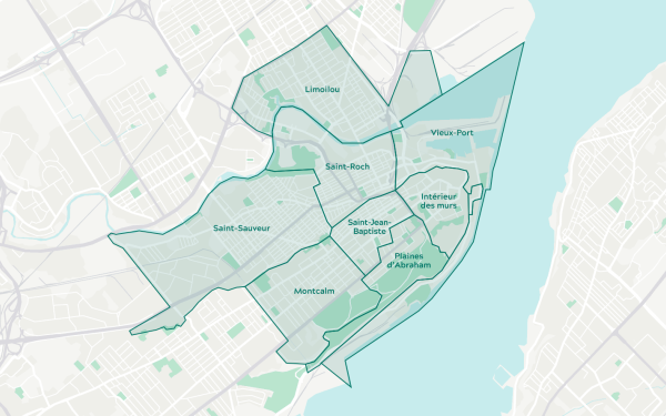Carte des quartiers de Québec